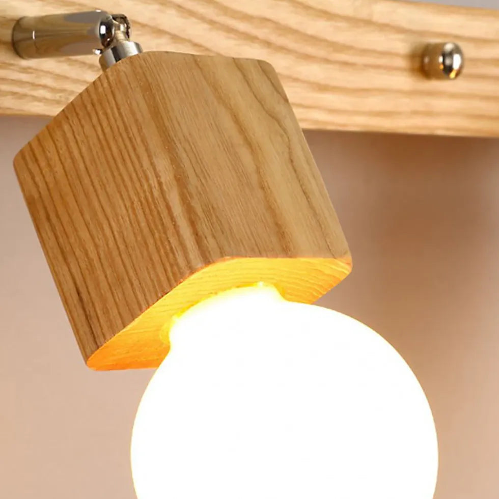 Square Globe Wooden Bathroom Spotlights