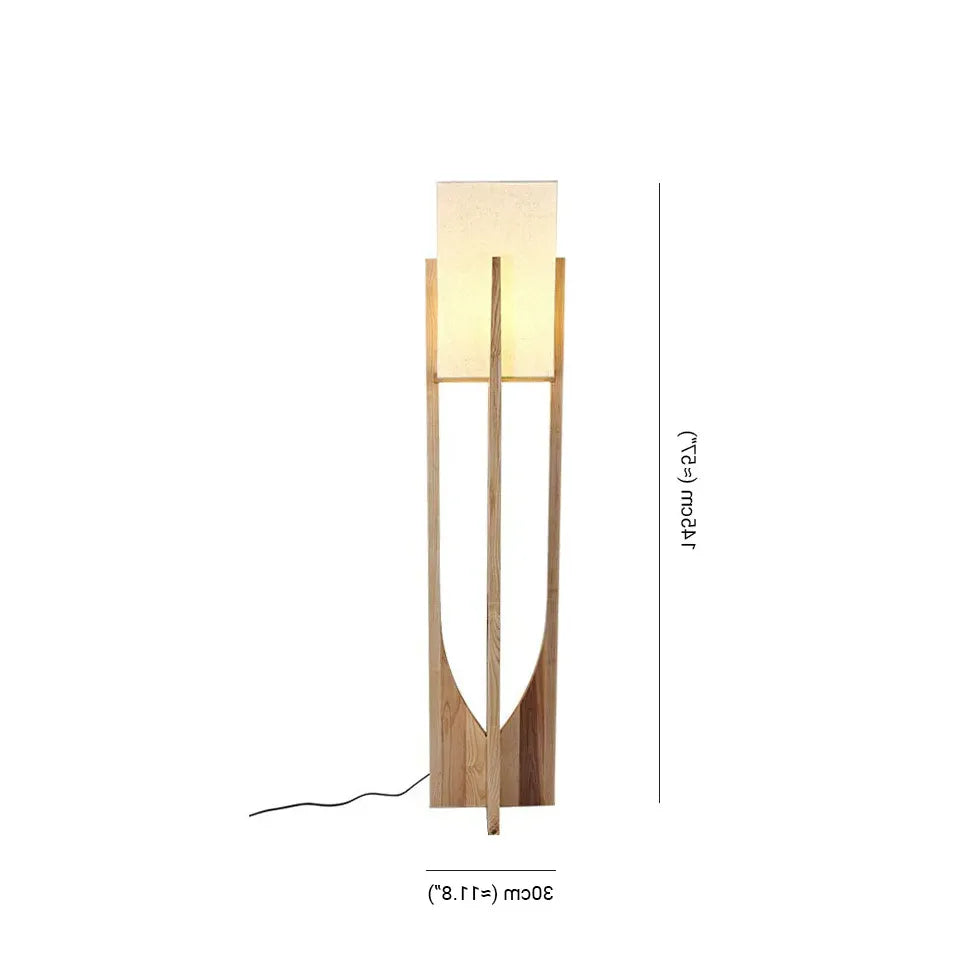 Wooden Frame Square Modern Floor Lamp