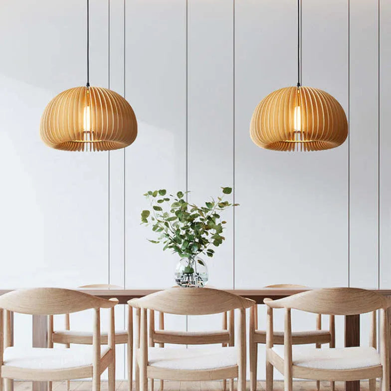 Scallop Balls Kitchen Wooden Pendant Light