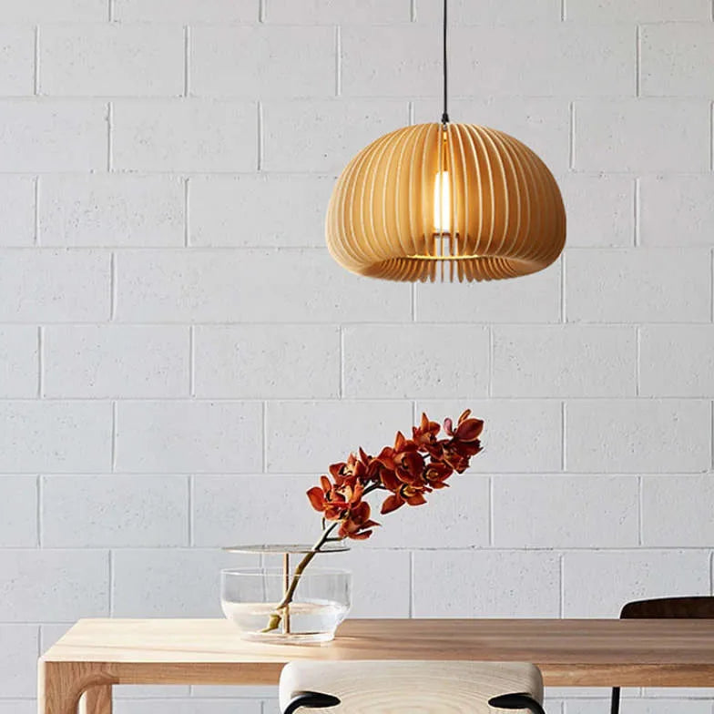 Scallop Balls Kitchen Wooden Pendant Light