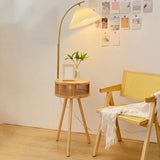 Wooden Arched Floor Lamp with Table