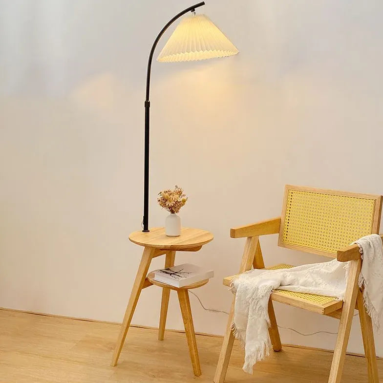 Wooden Arched Floor Lamp with Table