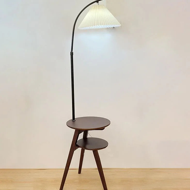 Wooden Arched Floor Lamp with Table