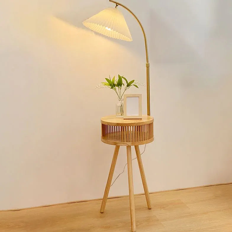 Wooden Arched Floor Lamp with Table