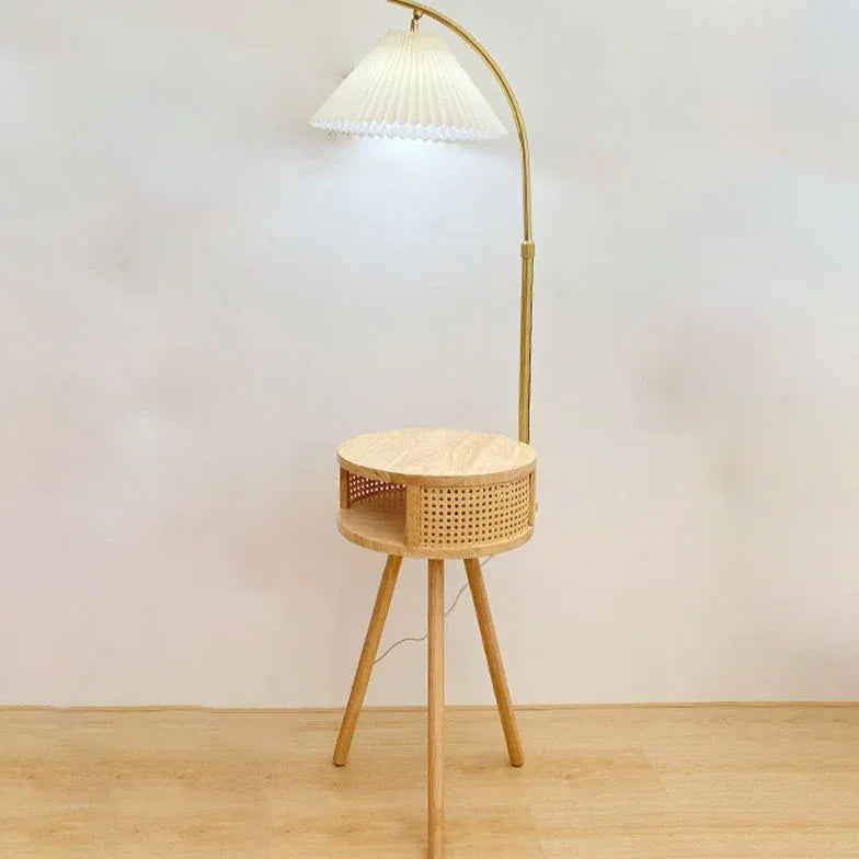 Wooden Arched Floor Lamp with Table