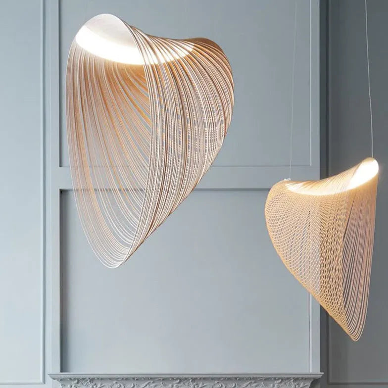 Shell Spiral Vintage Wooden Pendant Light