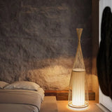 Cone-Shaped Rattan Warm-Toned Floor Lamp