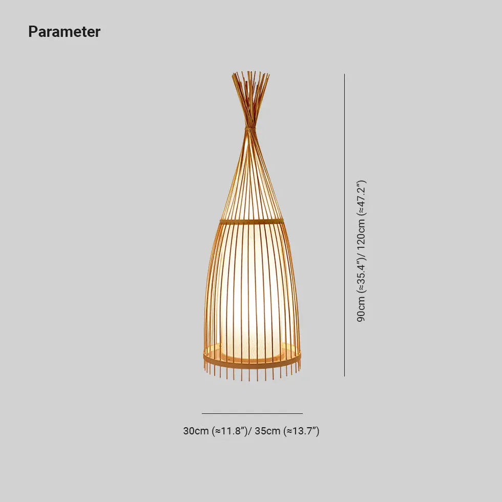 Cone-Shaped Rattan Warm-Toned Floor Lamp