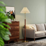 Cone-Shaped Vintage Table Lamp with Wooden Pole