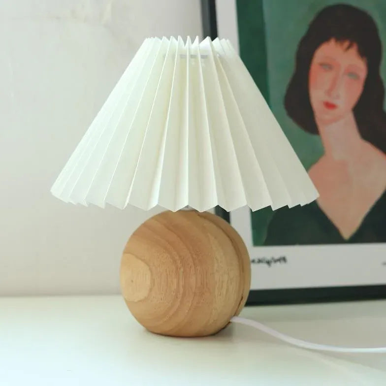 Rattan Paper Pleated Natural Table Lamp