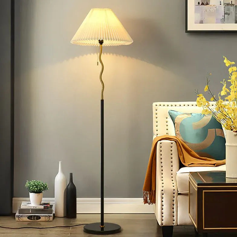 Long Rod Umbrella-Shaped Floor Lamp with Switch