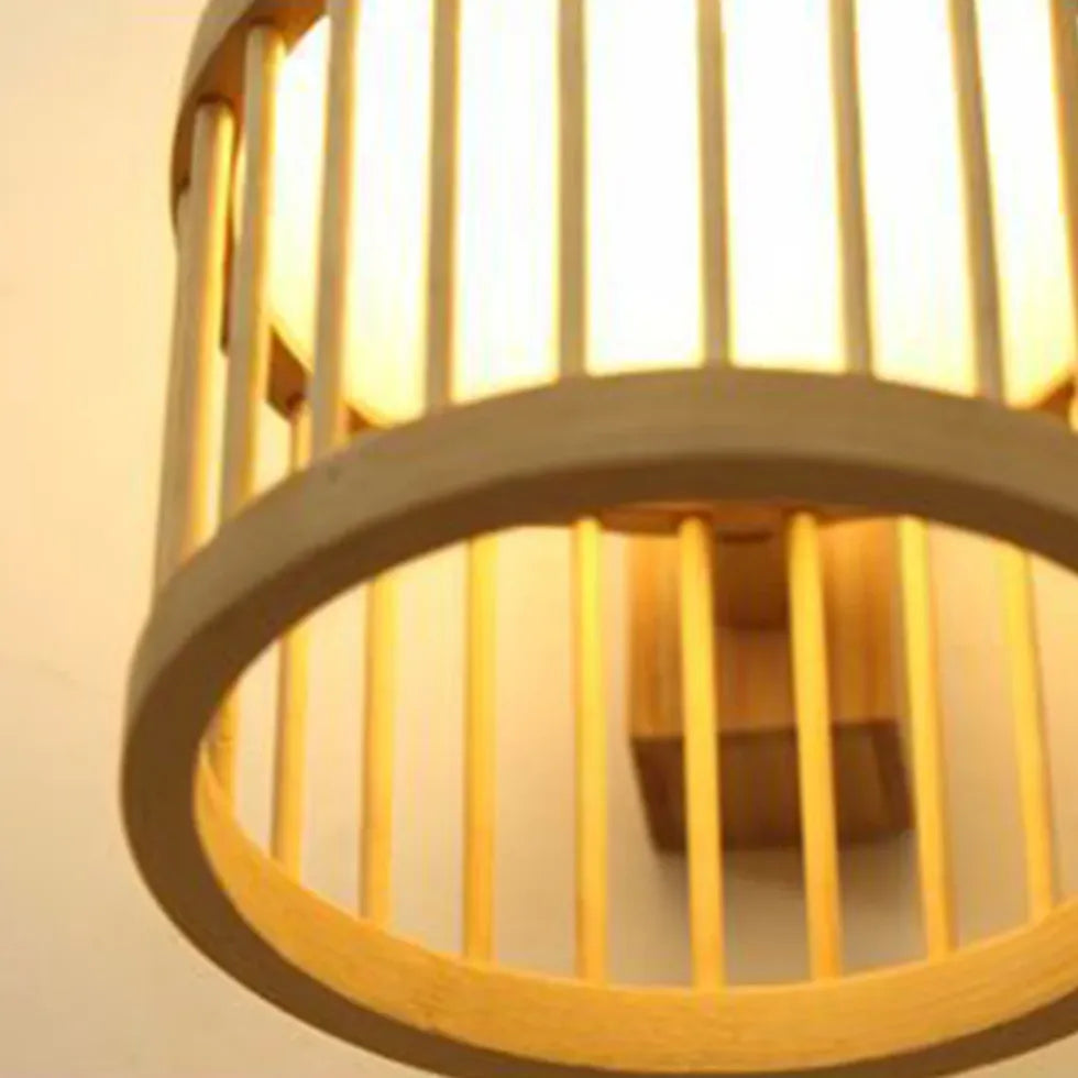 Wicker Wall Light Lantern Wooden