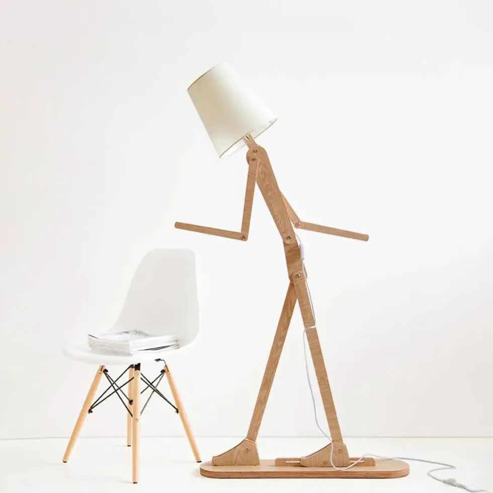 Wooden Adjustable Figurine Floor Lamp