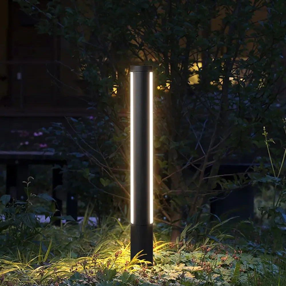 Large Cylinder Led Black Bollard Lights