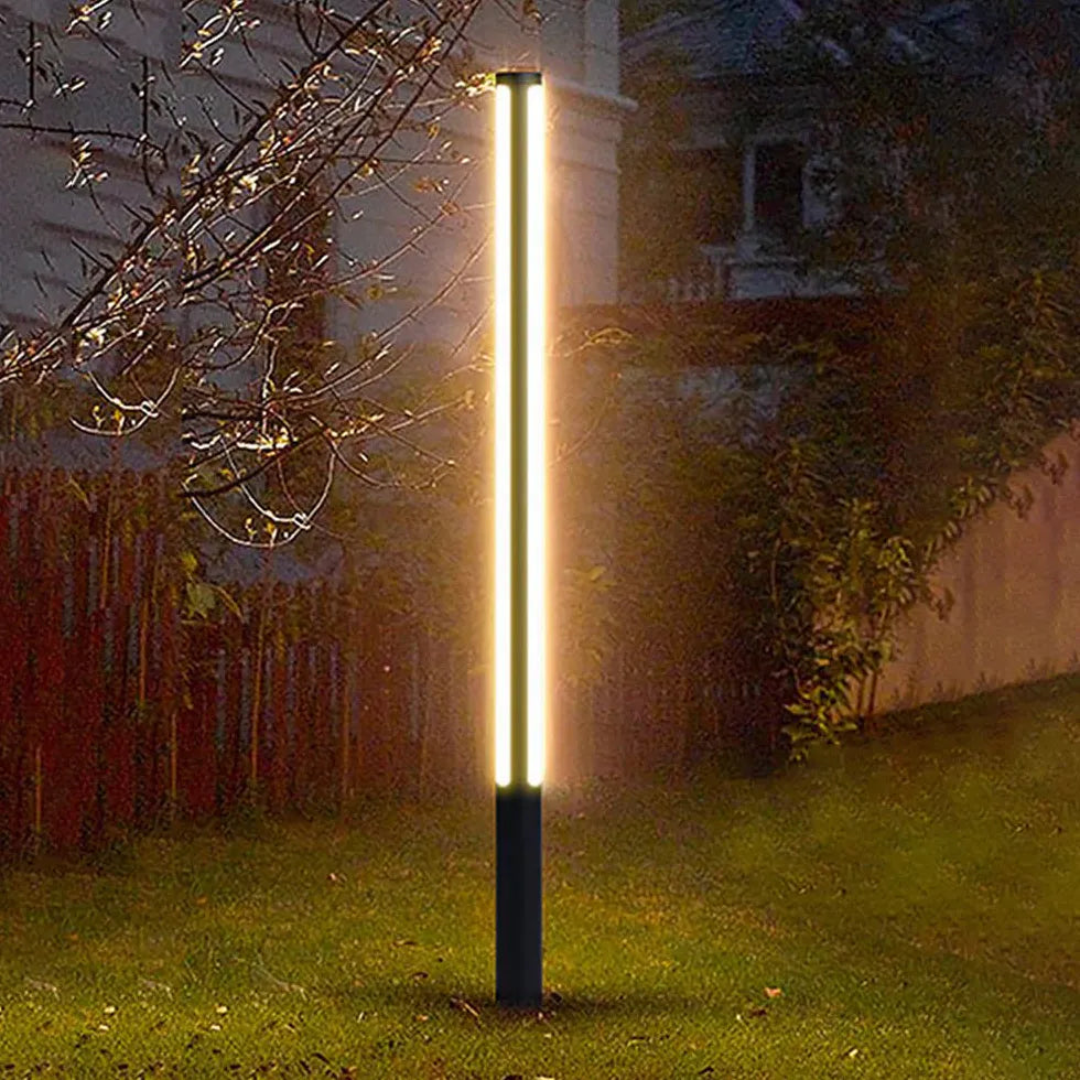 Large Cylinder Led Black Bollard Lights