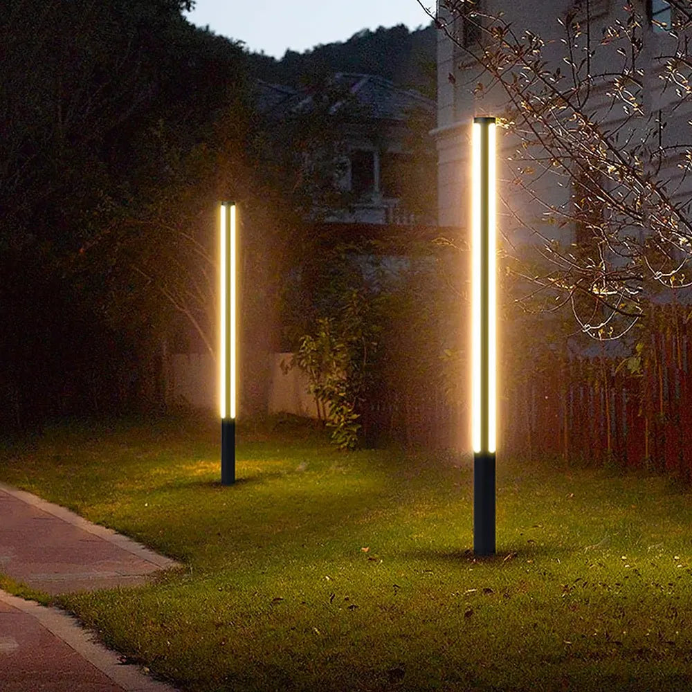 Large Cylinder Led Black Bollard Lights