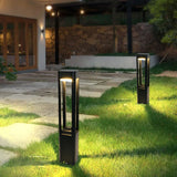 Sensor Black Hollow Rectangular Outdoor Bollard Lights