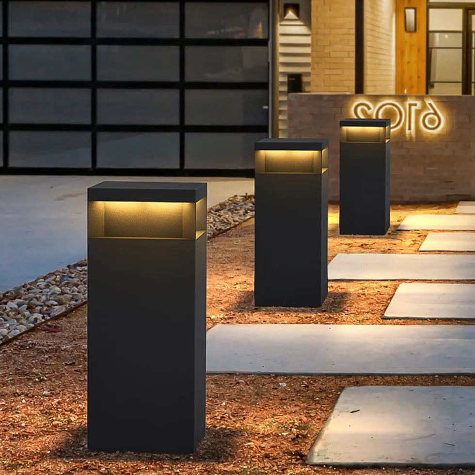 Modern Solar Square Outdoor Bollard Lights