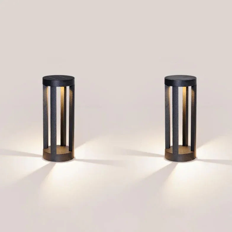 Cylindrical Hollow Black Bollard Lights