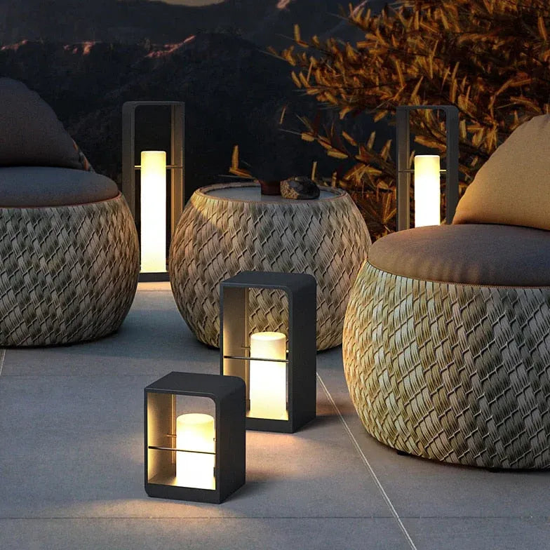 Cylinder Lantern Black Outdoor Floor Lamps