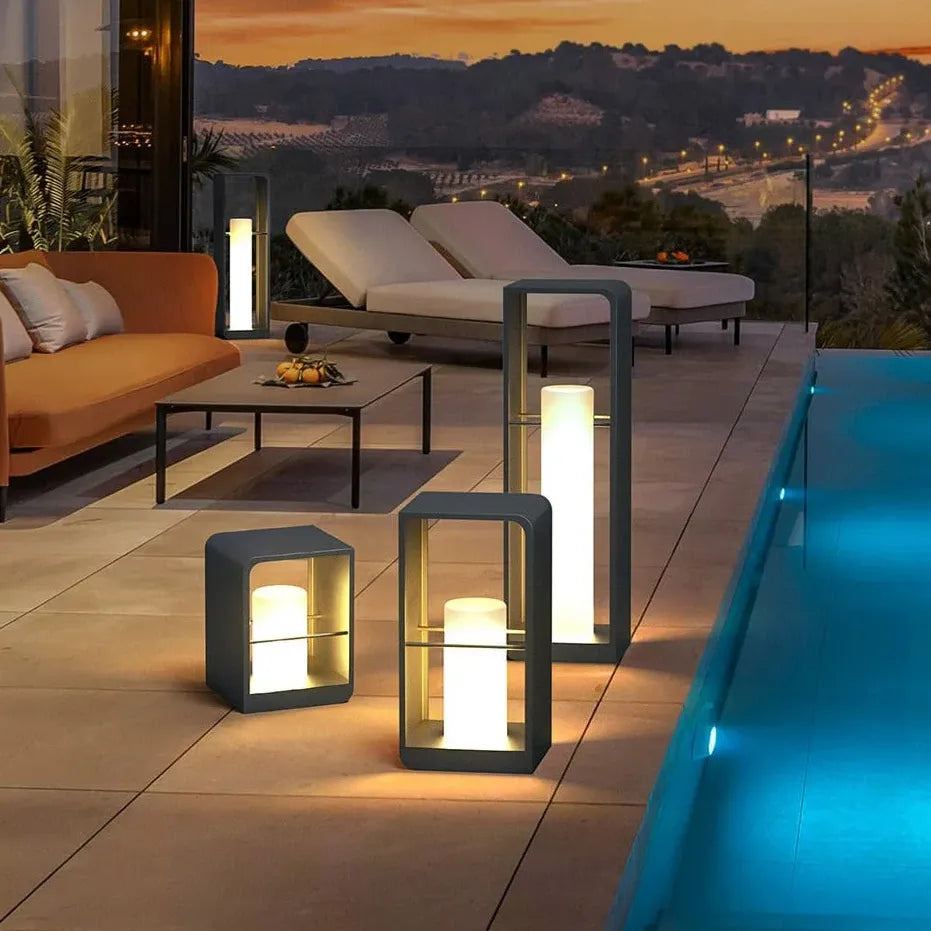 Cylinder Lantern Black Outdoor Floor Lamps