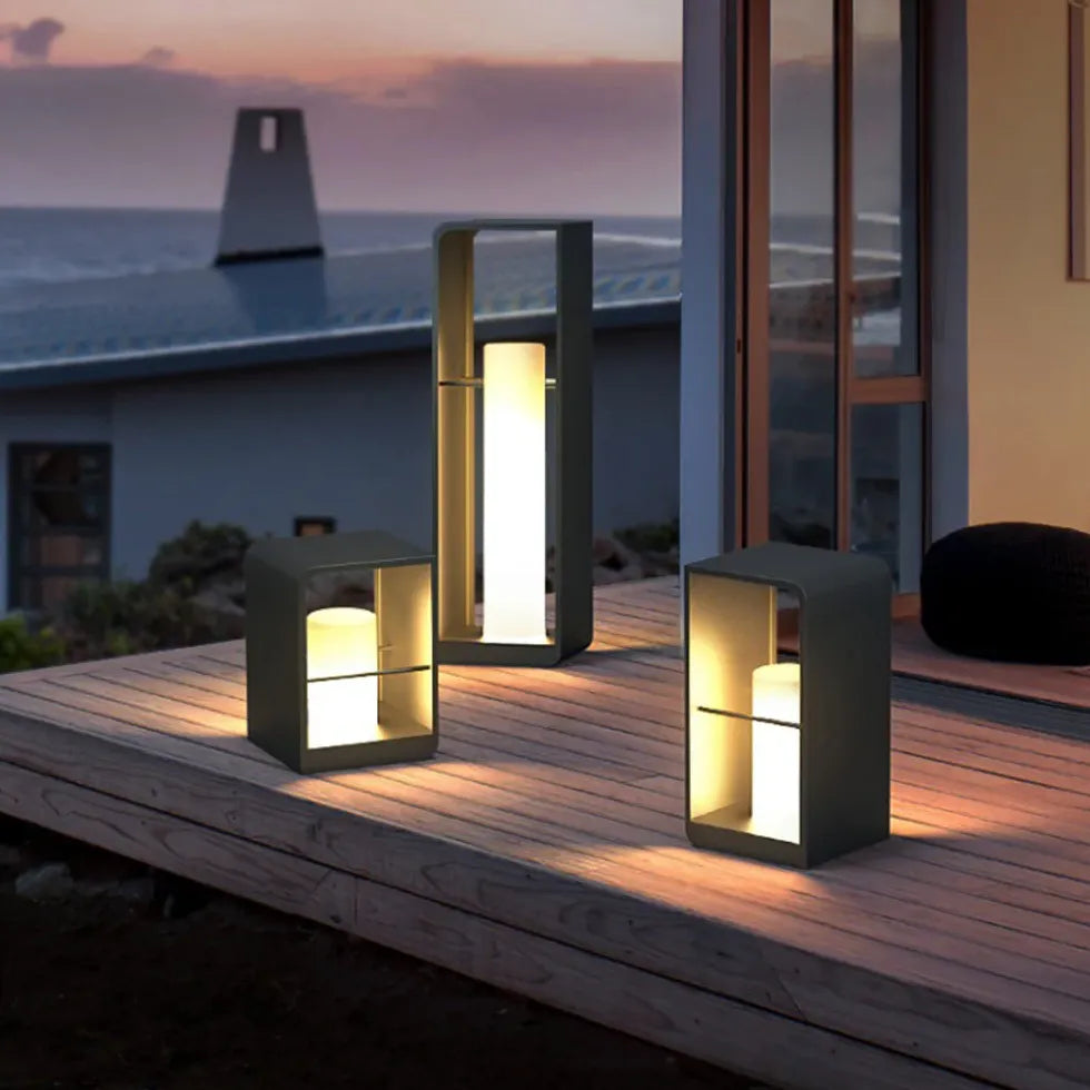 Cylinder Lantern Black Outdoor Floor Lamps