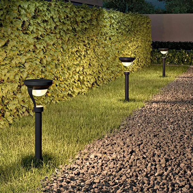 Grey Bowl Shaped Solar Bollard Lights