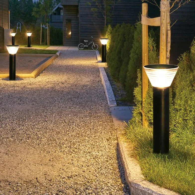 Conical Led Black Solar Outdoor Bollard Lights