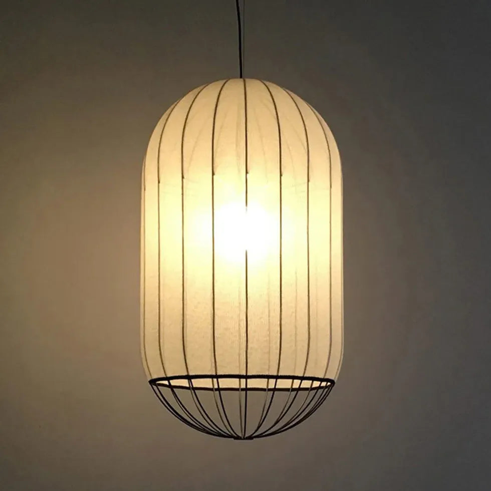 Cylindrical Striped Translucent Pendant Light