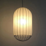 Cylindrical Striped Translucent Pendant Light