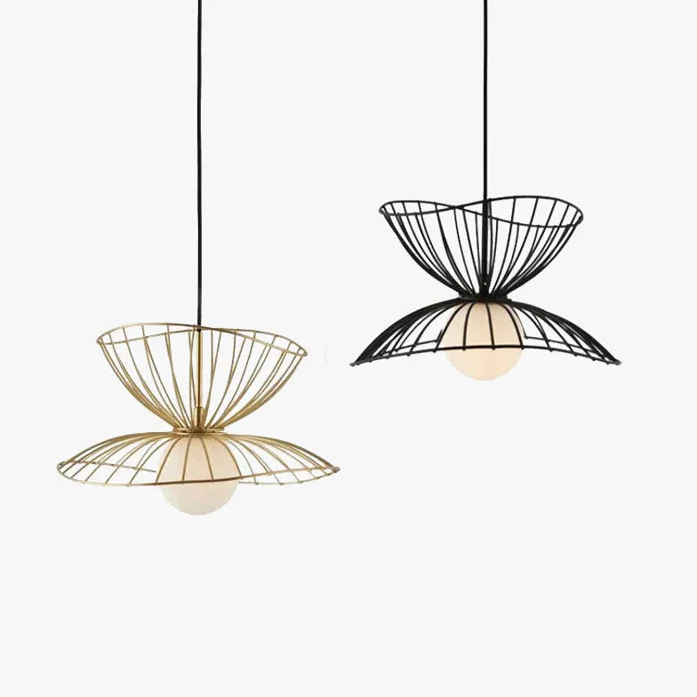 Double-Layer Metal Wire Petal-Shaped Pendant Light