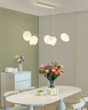 Multi-Head White Flower Horizontal Pendant Light