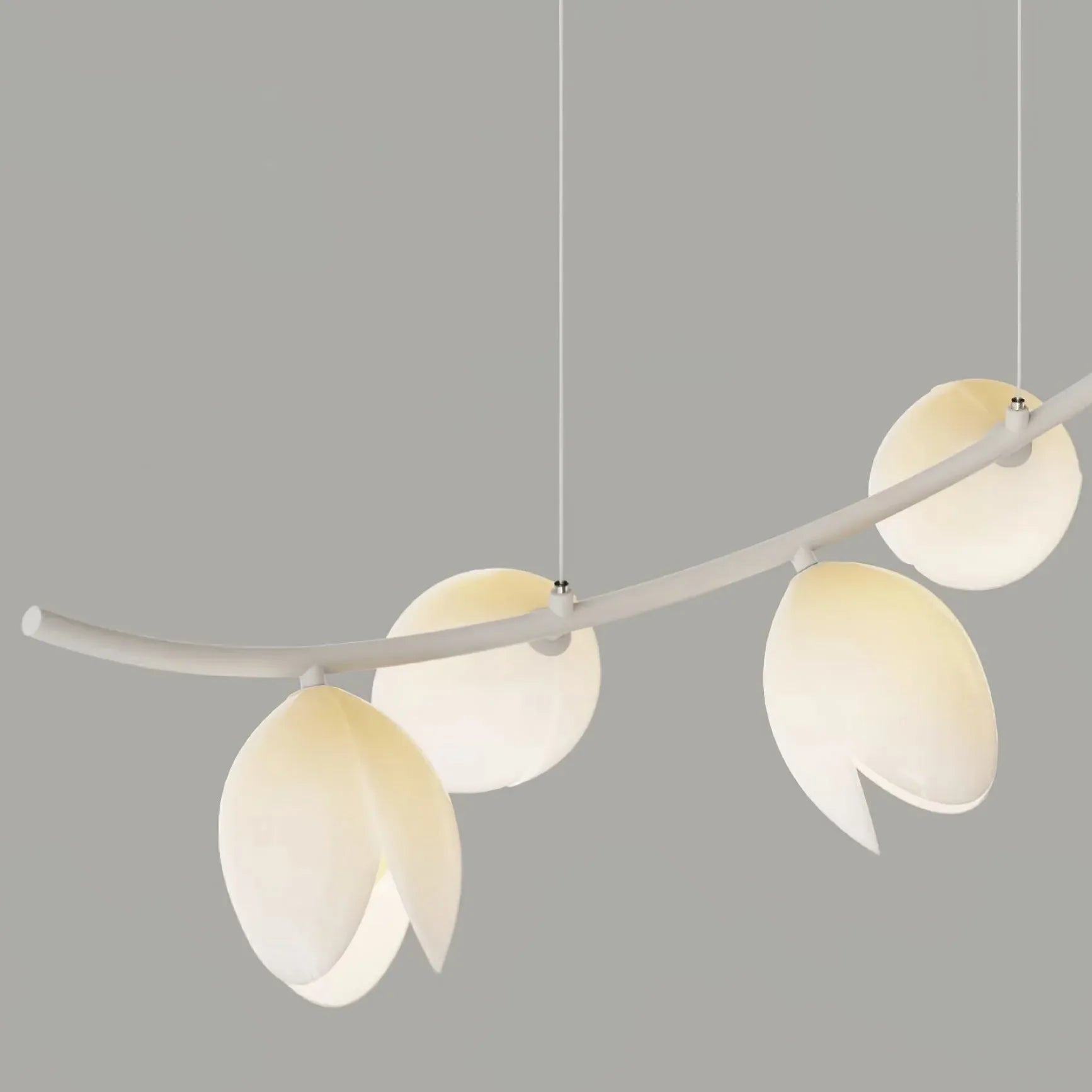 Multi-Head White Flower Horizontal Pendant Light