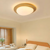 Round Minimalist Ceiling Light with Wooden Frame