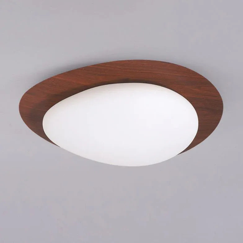 Round Minimalist Ceiling Light with Wooden Frame