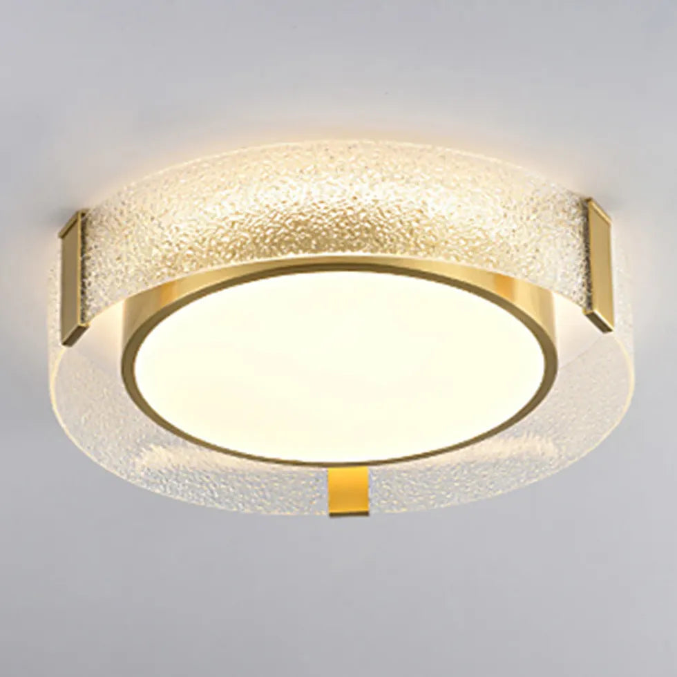 Round Glass Framed Ceiling Light for Bedroom