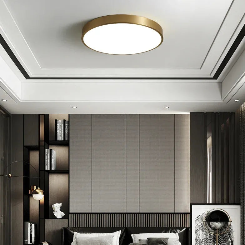 Metallic Round Minimalist Ceiling Light for Corridor