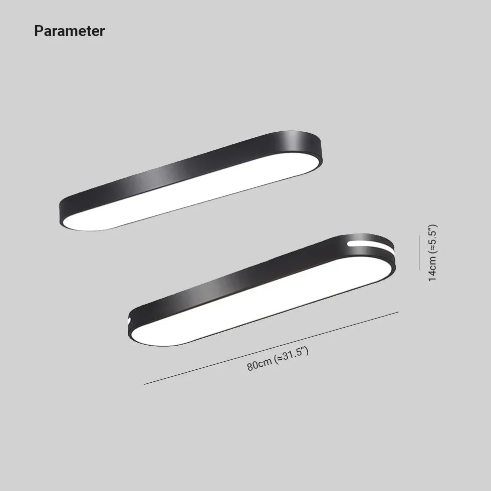 Long Oval Black and White LED Ceiling Light