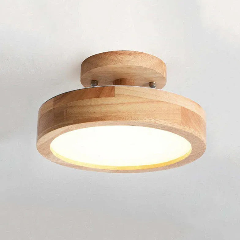 Soft Light Lampshade Wooden Flush Ceiling Light