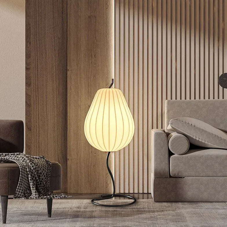 Pear Fabric Stripe Modern Floor Lamp