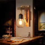 Rope Wooden Industrial Style Wall Lamp