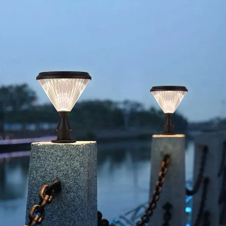 Cone Top Solar Outdoor Pillar Lights