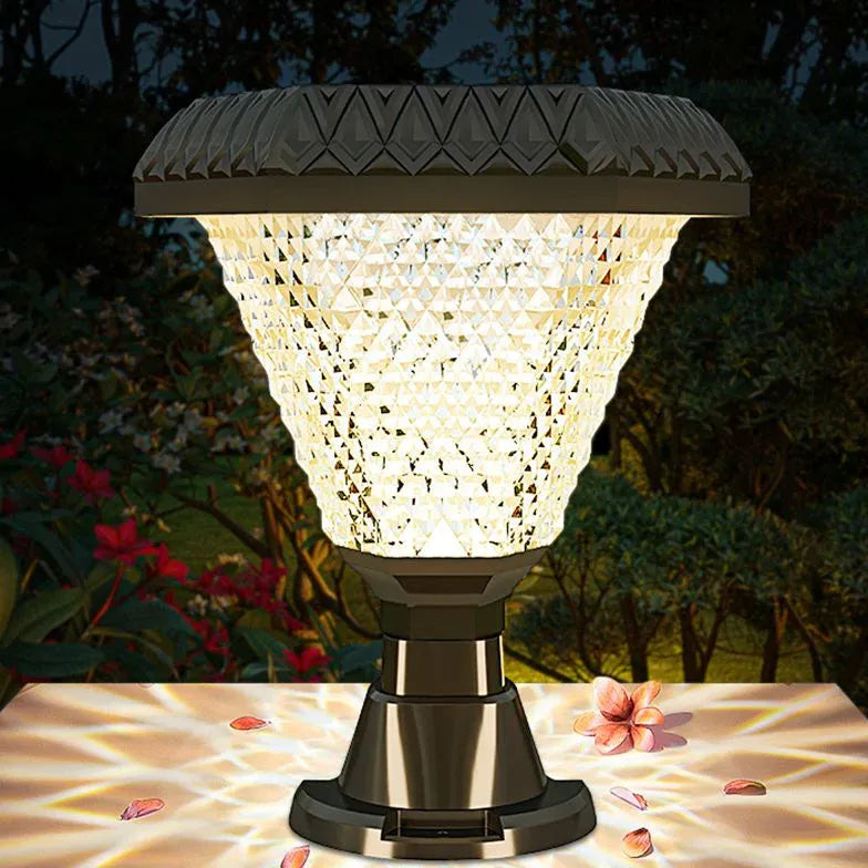 Diamond Faceted Solar Outdoor Pillar Lights