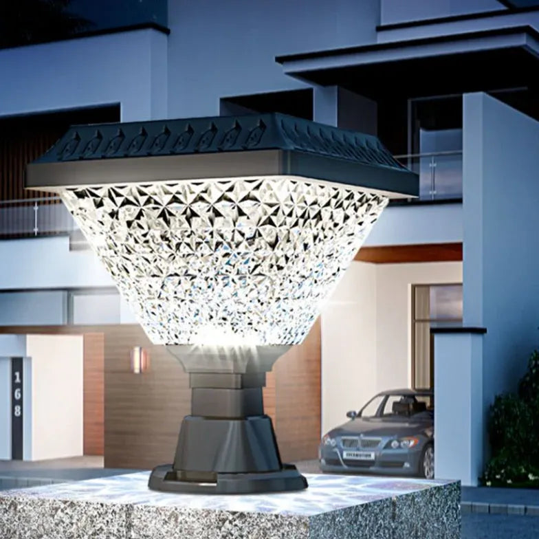 Diamond Faceted Solar Outdoor Pillar Lights