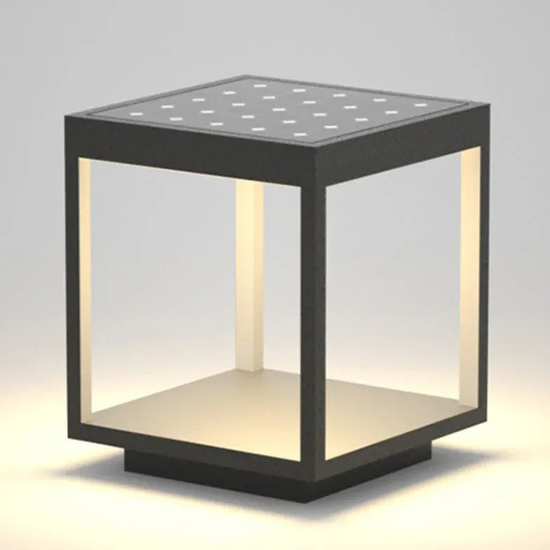 Square Framework Solar Modern Outdoor Pillar Lights