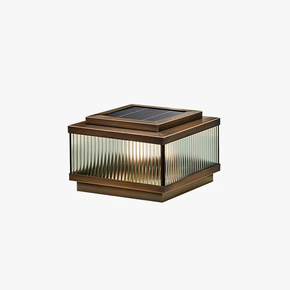 Brown Glass Solar Outdoor Pillar Lights