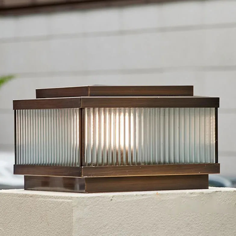 Brown Glass Solar Outdoor Pillar Lights