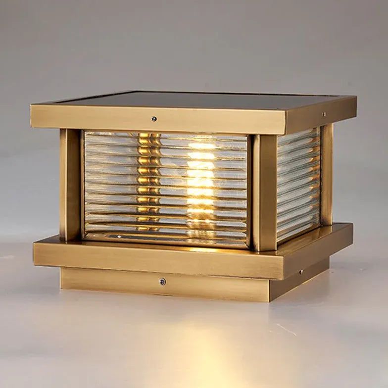 Ripple Glass Rectangular Solar Outdoor Pillar Lights