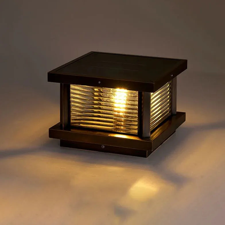 Ripple Glass Rectangular Solar Outdoor Pillar Lights