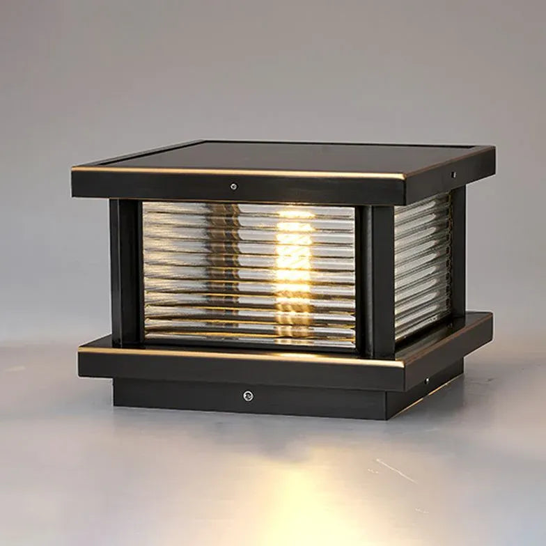 Ripple Glass Rectangular Solar Outdoor Pillar Lights